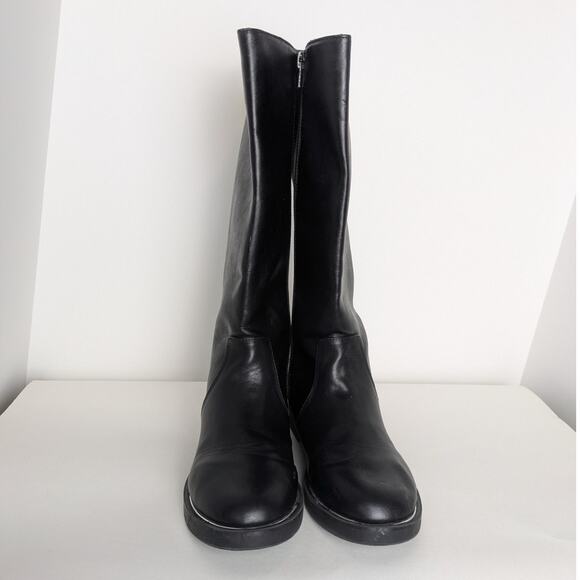 Zara Kids girls knee high black faux leather riding boots size 35 - Picture 2 of 13